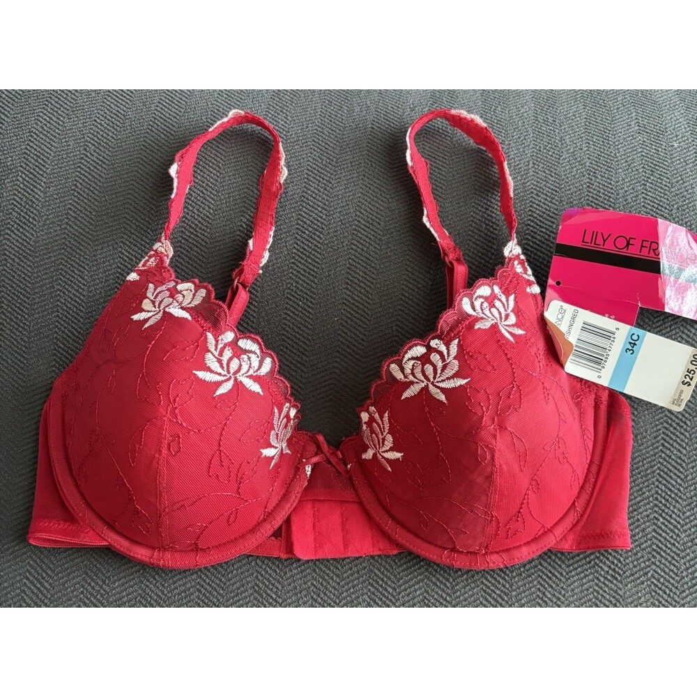NWT Lily Of France Push Up Floral Bra Size 34C